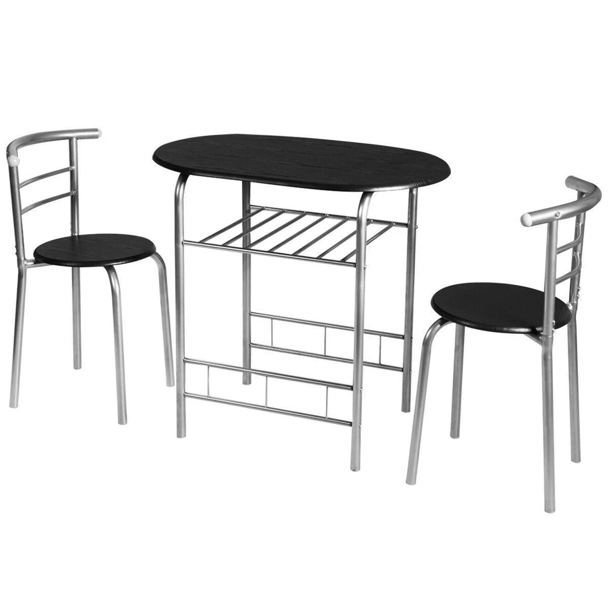 Space-Saving Bistro Set with Wine Rack Table and Chairs - 3-Piece - 27.5 - Upgrade your space with this stylish bistro set!
