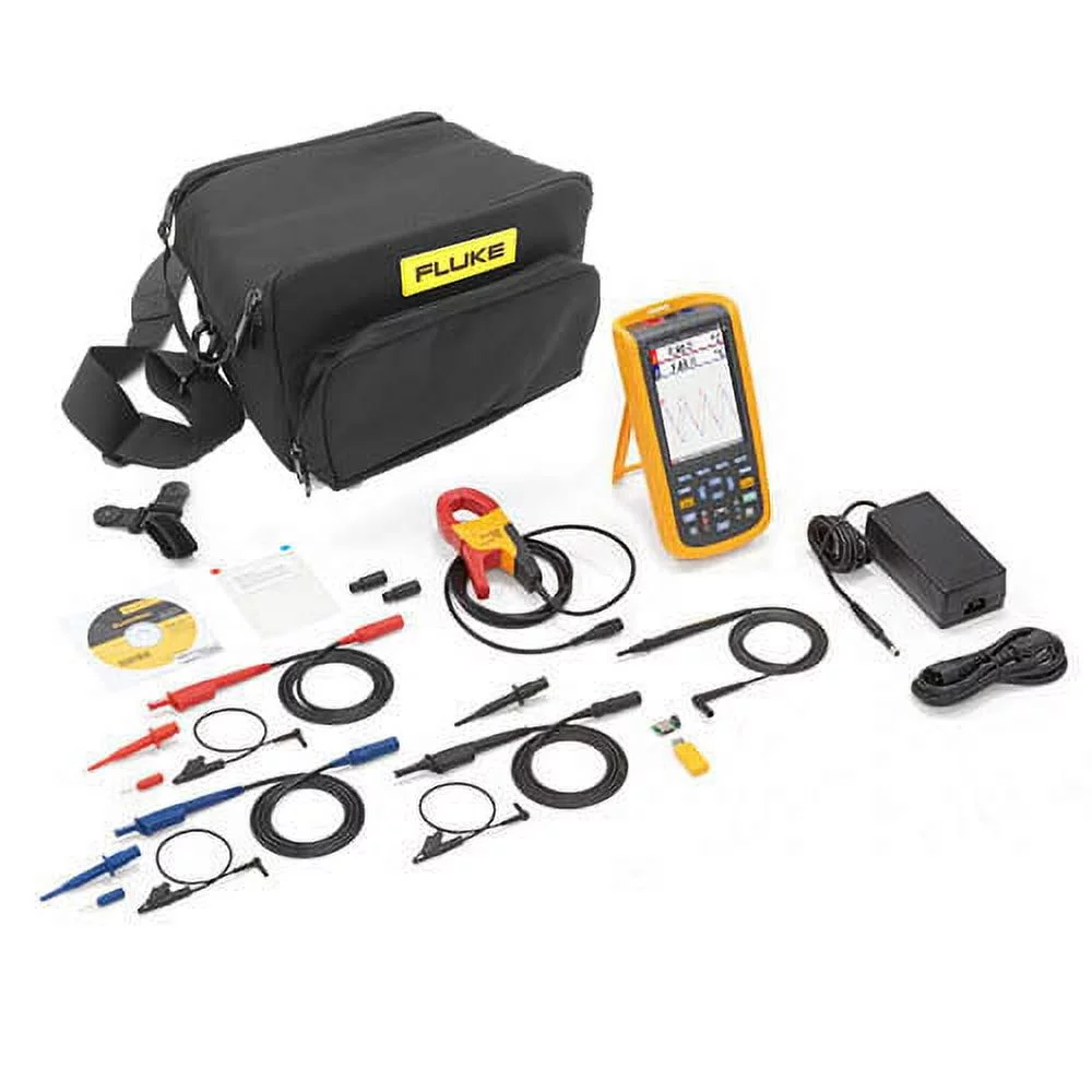 Fluke-125B/S 40 MHz 2 Ch, 40 MS/s Scopemeter, Hand-Held Oscilloscope with Bus Health and SCC Kit