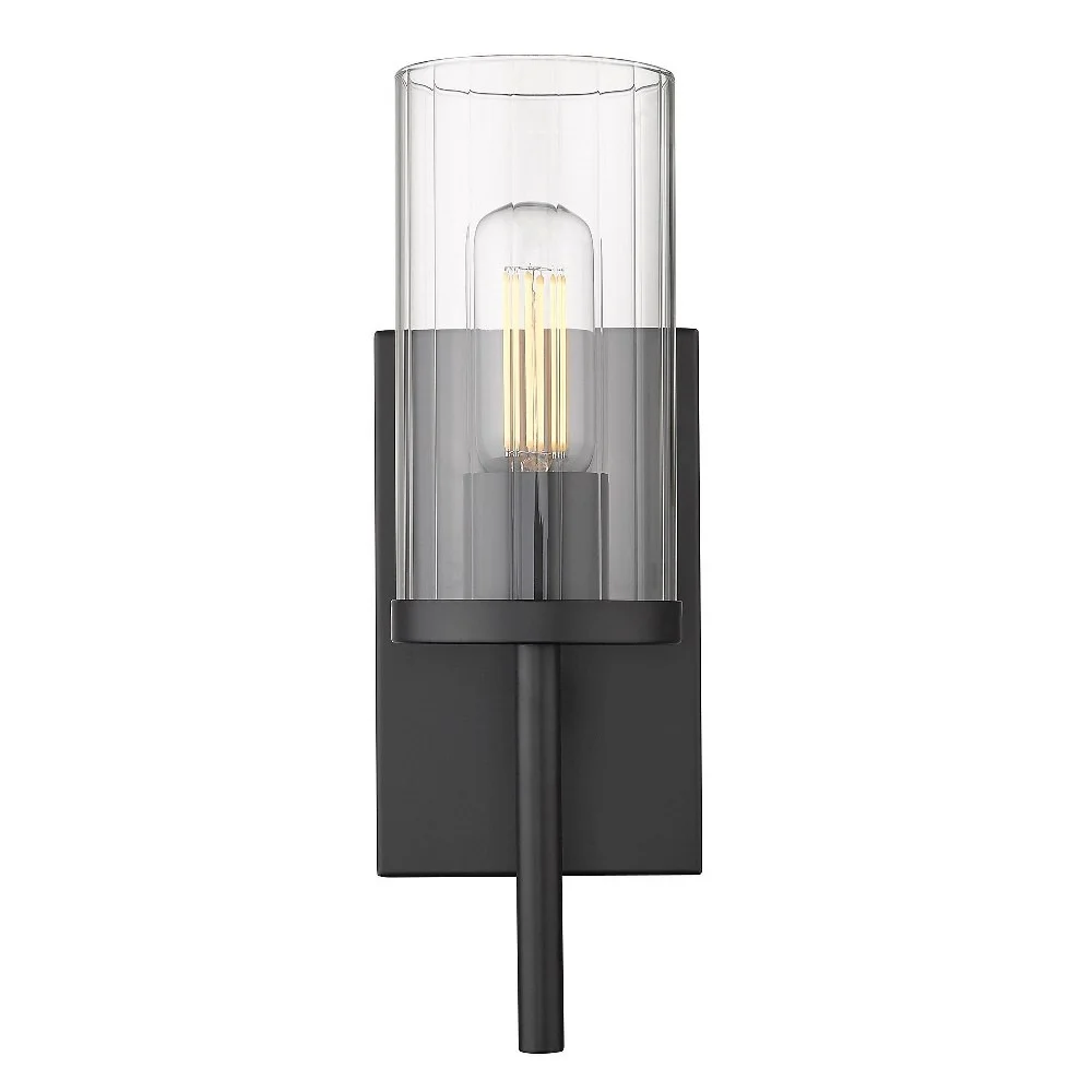 Winslett 1 Light Wall Sconce in Pewter with Ribbed Clear Glass