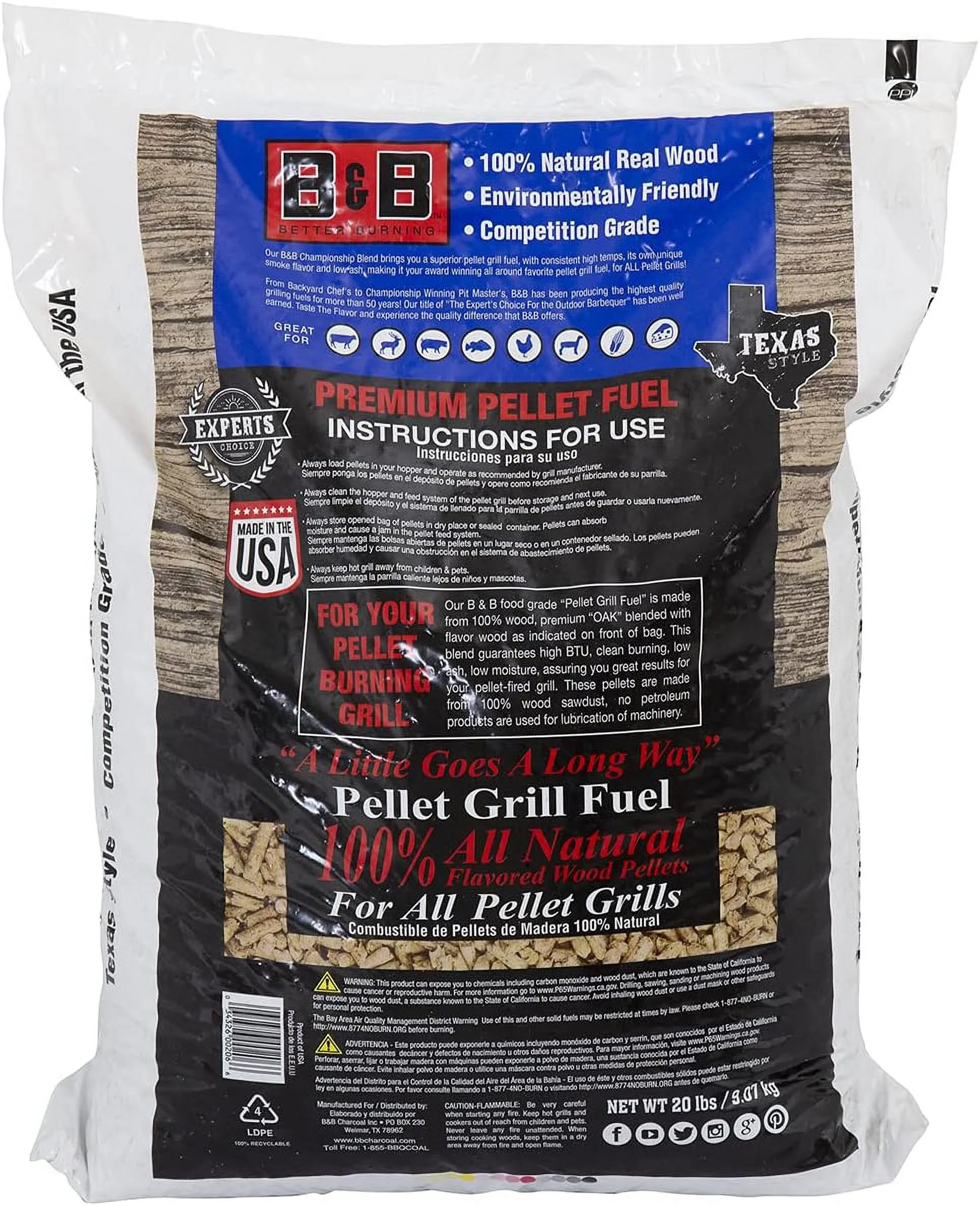B&B Charcoal Championship Pellets 20 lb Bag