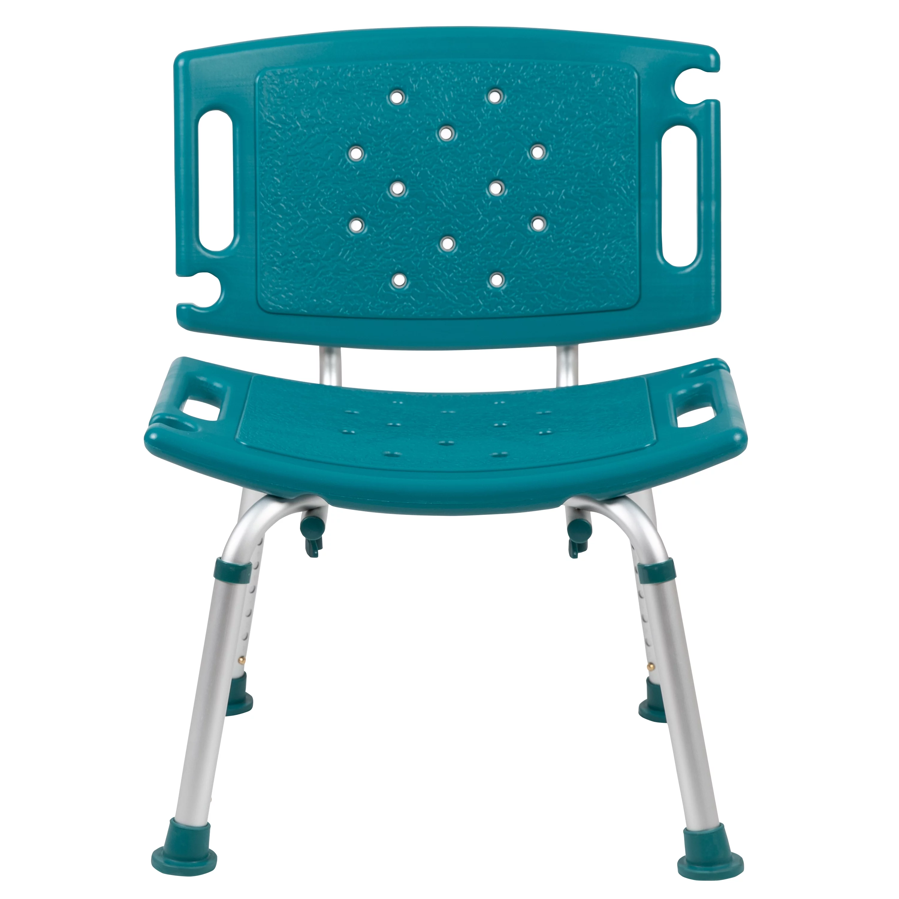 Flash Furniture HERCULES Series Tool-Free and Quick Assembly, 300 Lb. Capacity, Adjustable Teal Bath & Shower Chair with Extra Large Back