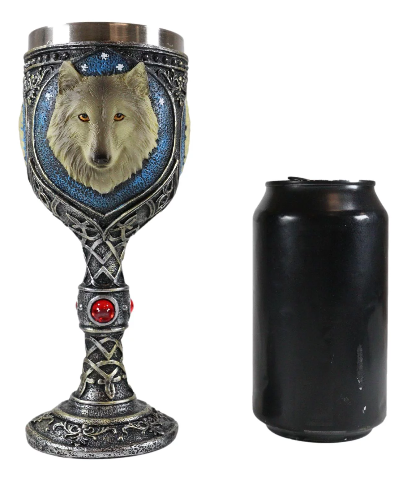 Ebros Alpha Gray Wolf Celtic Tribal Tattoo Red Crystal Wine Chalice Goblet Cup