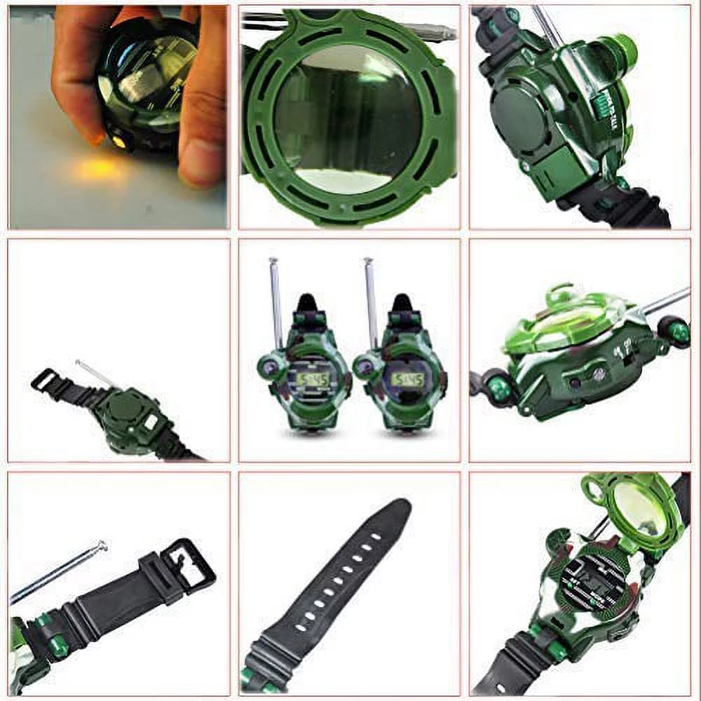 Walkie Talkies Watch, Spy Watch Army Toys for Kids Age 8-12, 7 in 1 Digital Watch Walkie Talkies, Two-Way Long Range Transceiver with Flashlight, Cool Spy Gadgets Christmas Gifts for Boy Girls