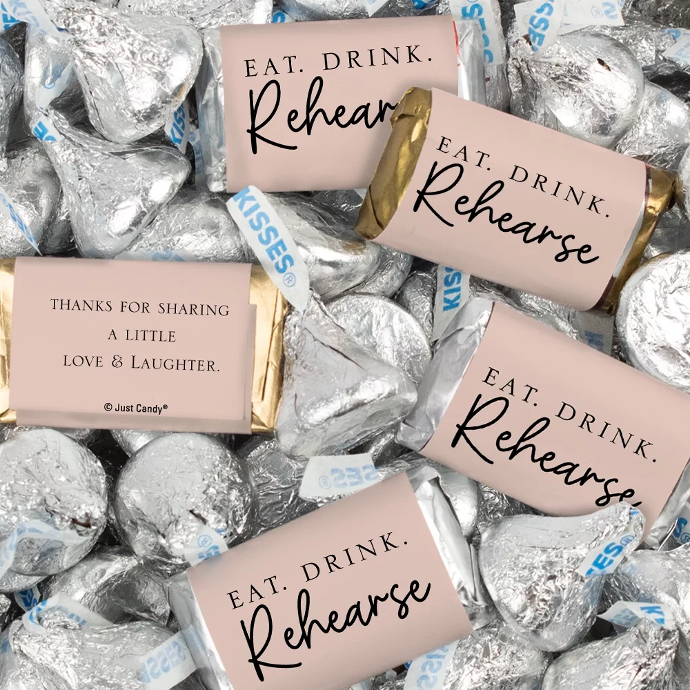 116 Pcs Wedding Rehearsal Dinner Candy Favors Miniatures Chocolate & Kisses (1.50 lbs) - Blush