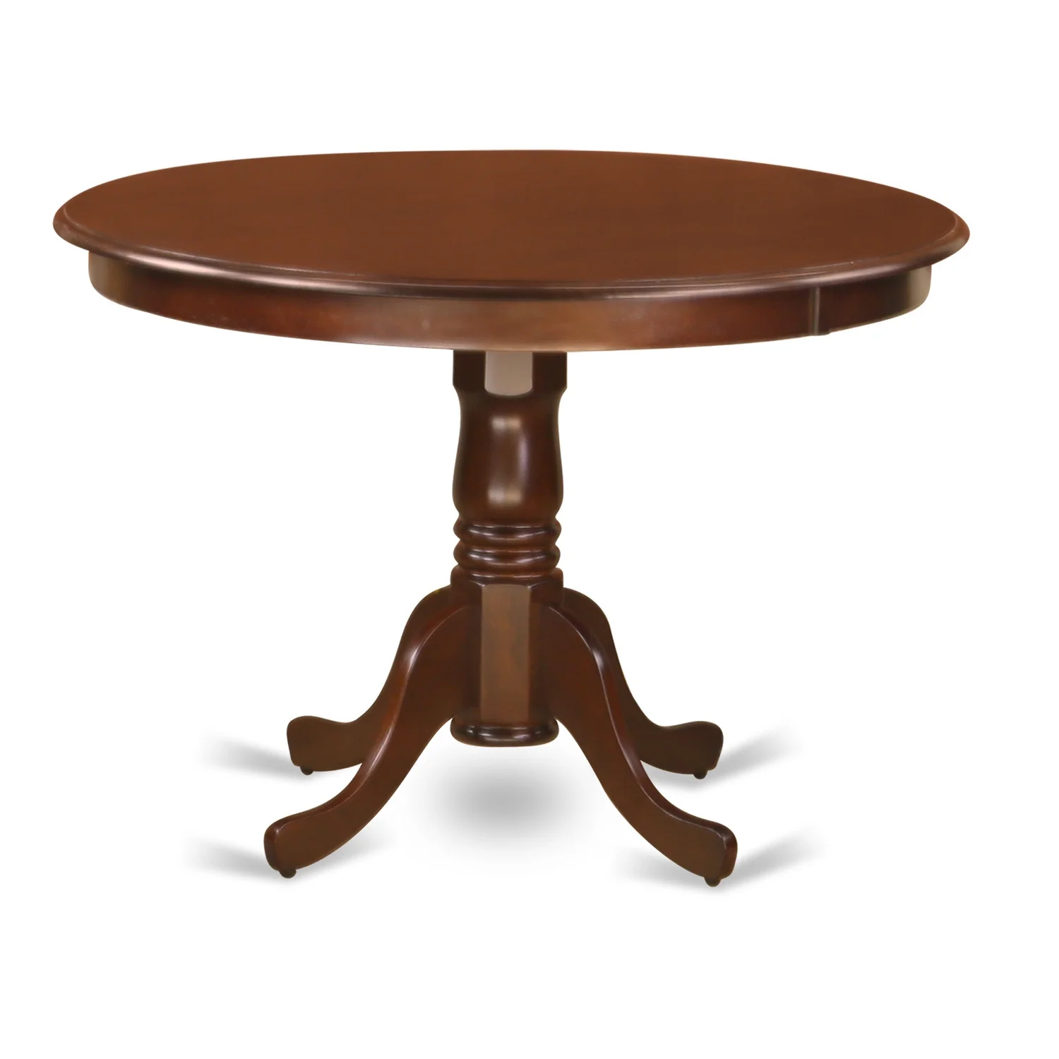 HomeStock Antique Ambiance 5Pc Dining Set Includes A Round Dinette Table And Four Parson Chairs With Light Fawn Fabric, Mahogany Finish
