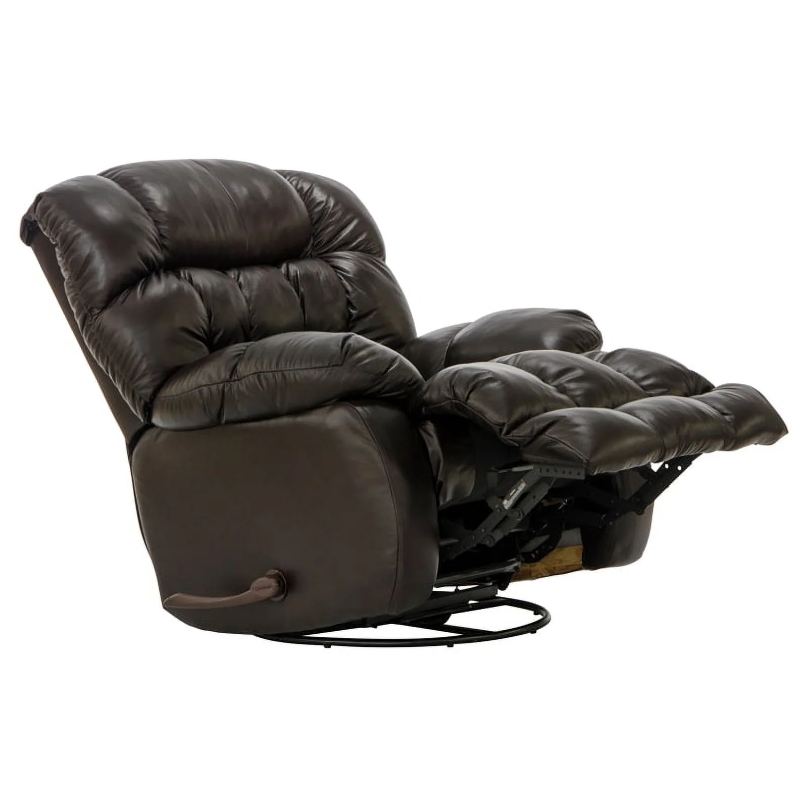 Langston Chaise Swivel Glider Recliner in Brown Top Grain Italian Leather