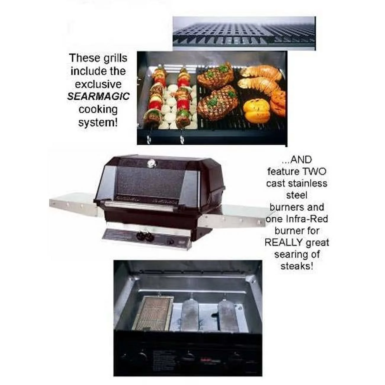 Modern Home Products WHRG4DDNS MHP Natural Gas Grill Searmagic Grids Two Cast Stainless Steel and One Infra-Red Burner