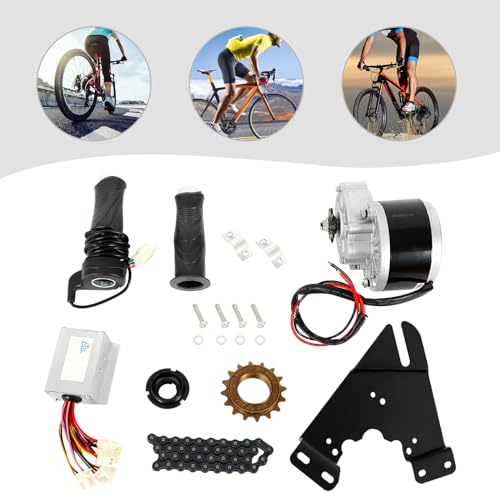 24V DC Brushed Motor Complete Kit, 250W 330RPM E-Bike Conversion Kit w/Controller & Chain, Electric Scooter Bicycle Engine for Modified Bicycle Small Motorcycle