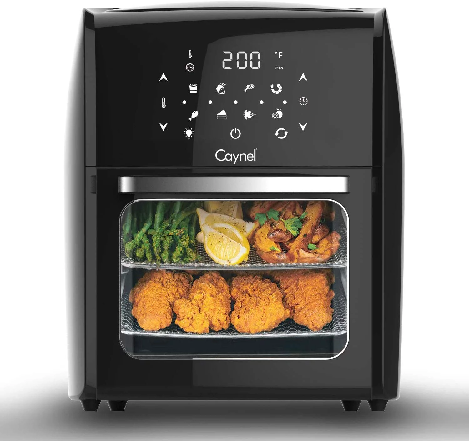 Caynel 8-in-1 Digital Air Fryer Oven 12.7 Qt Countertop Oven, Rotisserie, Dehydrator, Black