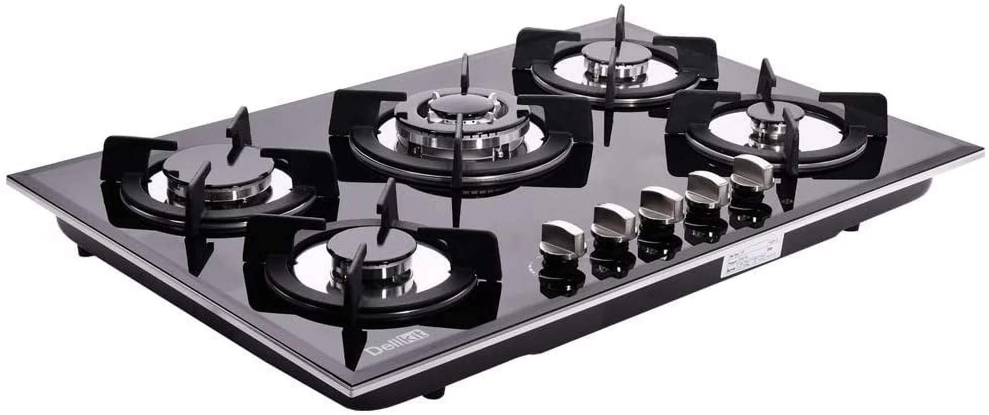 Deli-Kit 30 inch Gas Cooktop Tempered Glass 5 Burners Stove Top Dual Fuel Gas Hob NG/LPG Convertible DK157-A01S