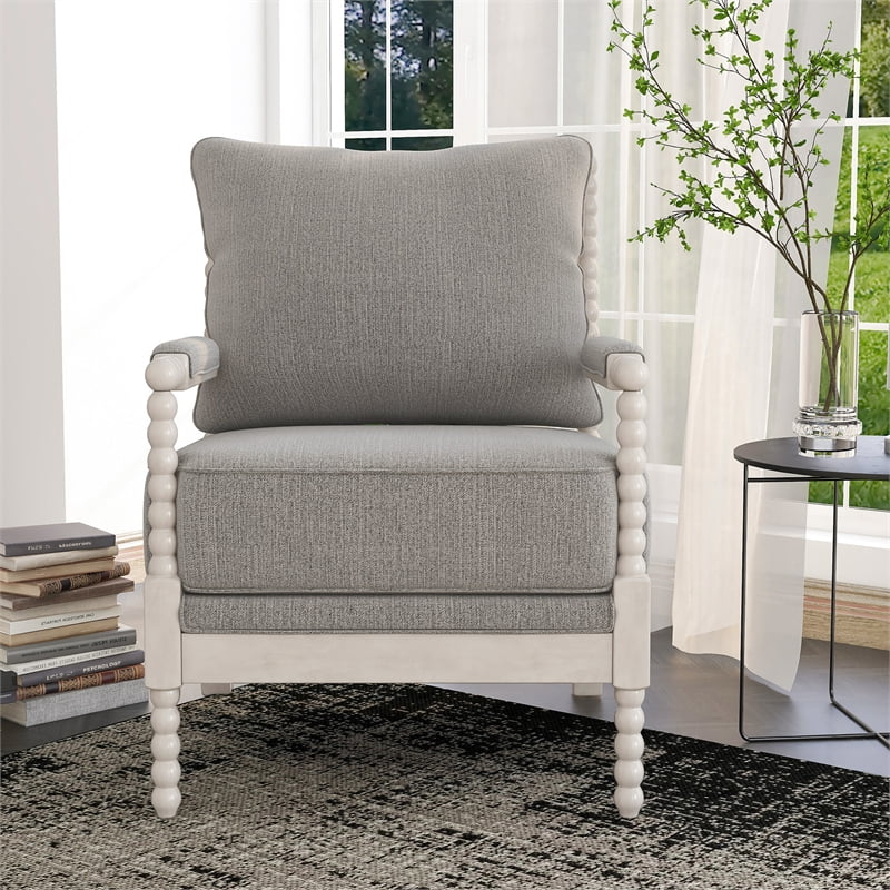 Furniture of America Elm Fabric Cushioned Accent Chair in Gray