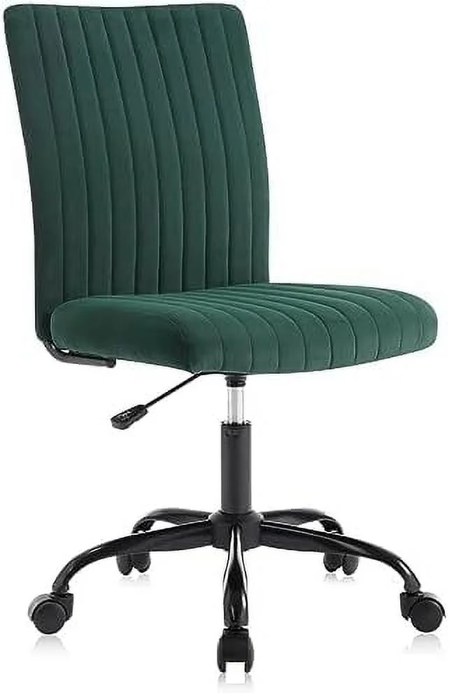 Armless Office Chair Desk Chair  JOMA Velvet  Office Desk Chairs with Rolling Wheels  Adjustable Swivel Task Computer Vanity Chair for Small Spaces