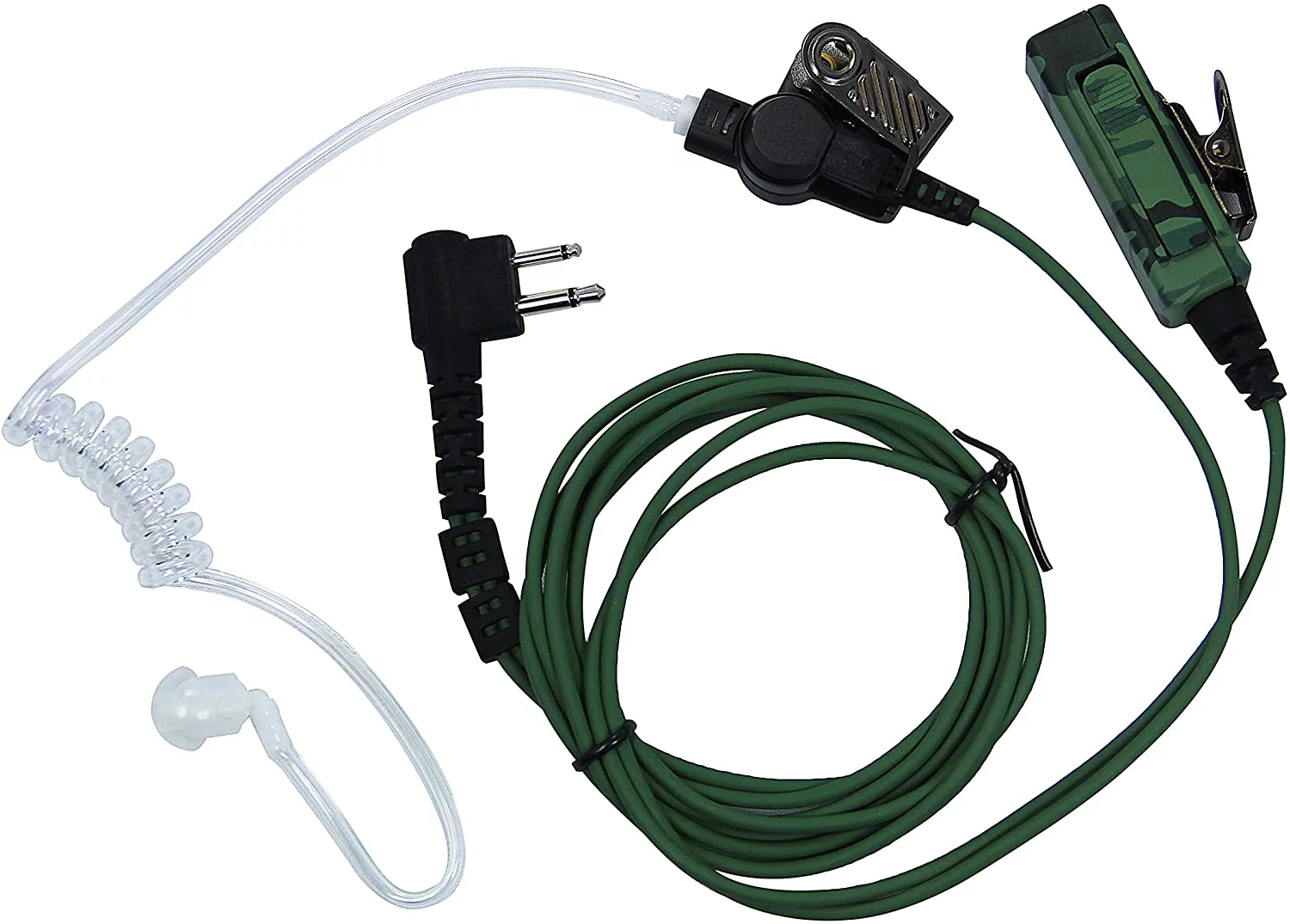 Earpiece For HYT (Hytera) TC-500, TC-508, TC-518, TC-600, TC-610, TC-620, TC-700, TC-700ExPLUS, TC-900 by Maximalpower (5 Pack) Camouflage Surveillance PTT Mic Wire