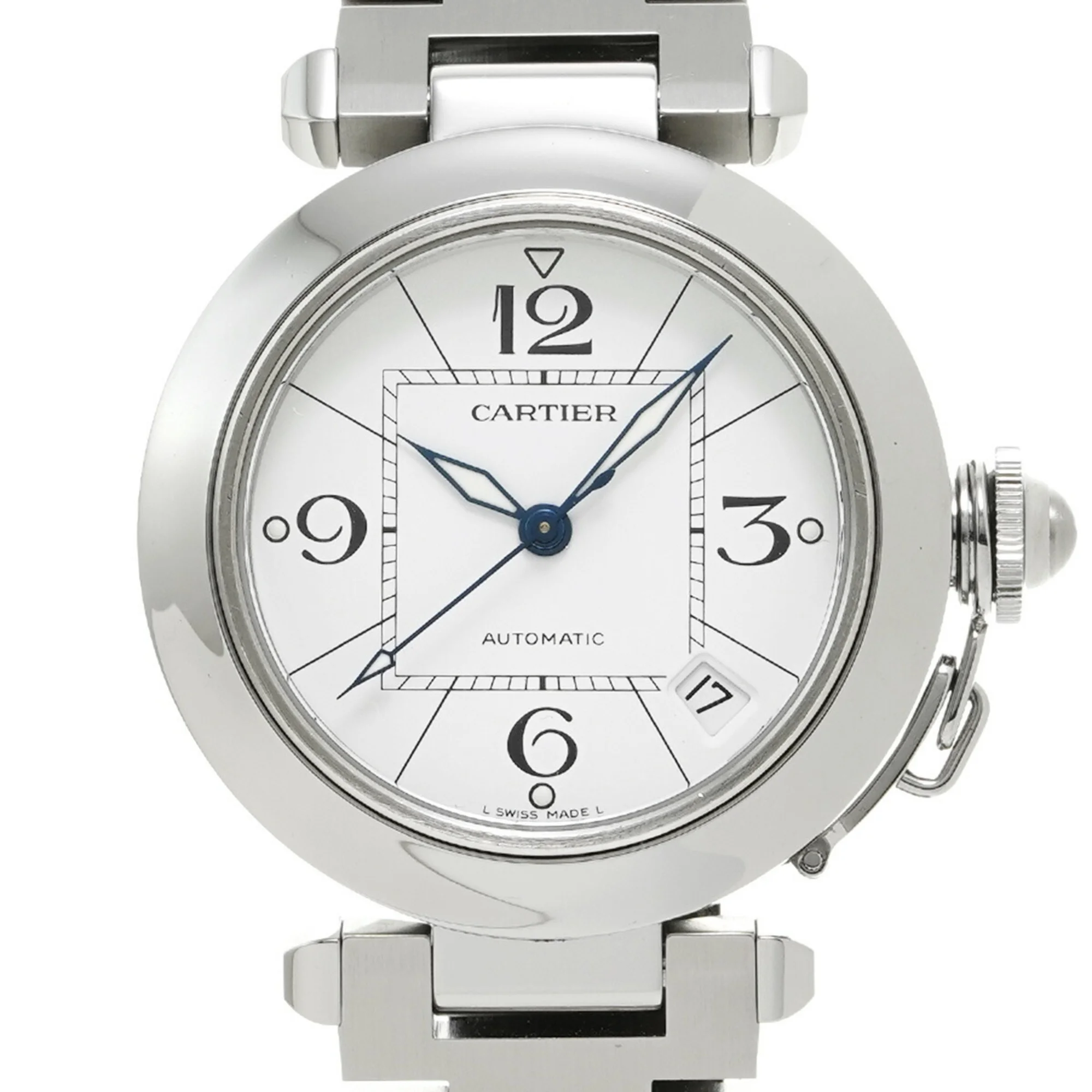 Pre-Owned CARTIER Pasha C W31074M7 Men's SS Watch Automatic White Dial (Good)