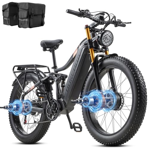 Dual Motor 2000W/1000W Electric Bike for Adult 48V 30AH/20Ah Removable Battery Up to &120 Miles Long Range 26