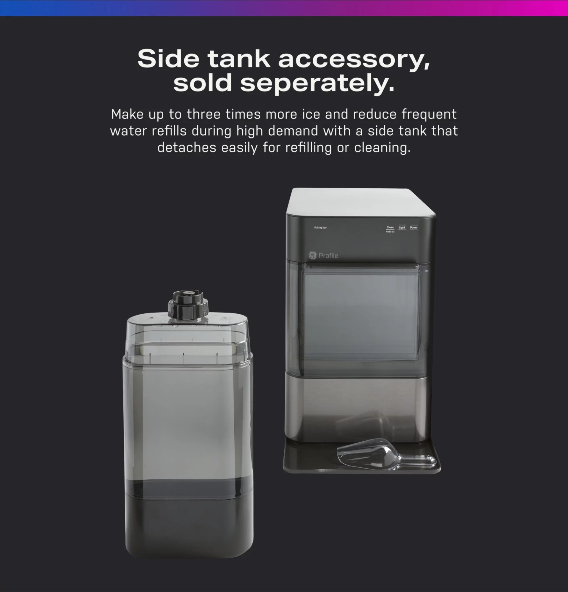 GE Profile Opal 2.0 | Countertop Nugget Ice Maker | Ice Machine with WiFi Connectivity | Smart Home Kitchen Essentials | Black Stainless