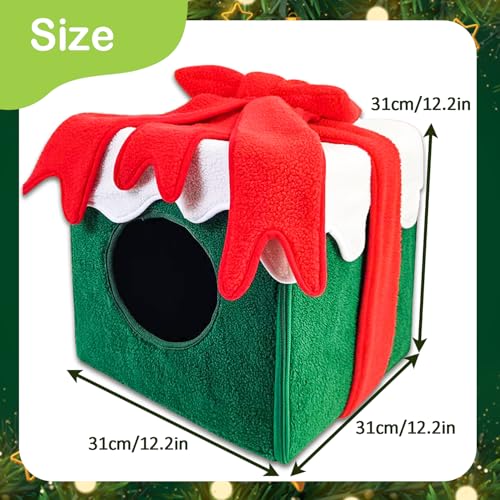 Christmas Cat House Christmas Bed for Cat Christmas Tree Decor Indoor Cat Tent Cave for Pet Removable Comfortable Warm in Winter