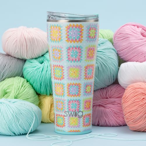 Swig Life 32oz Insulated Tumbler, Travel Coffee Tumbler with Lid, Cup Holder Friendly, Stainless Steel Travel Coffee Mug, Glitter Tumbler, Glitter Gifts (Confetti)