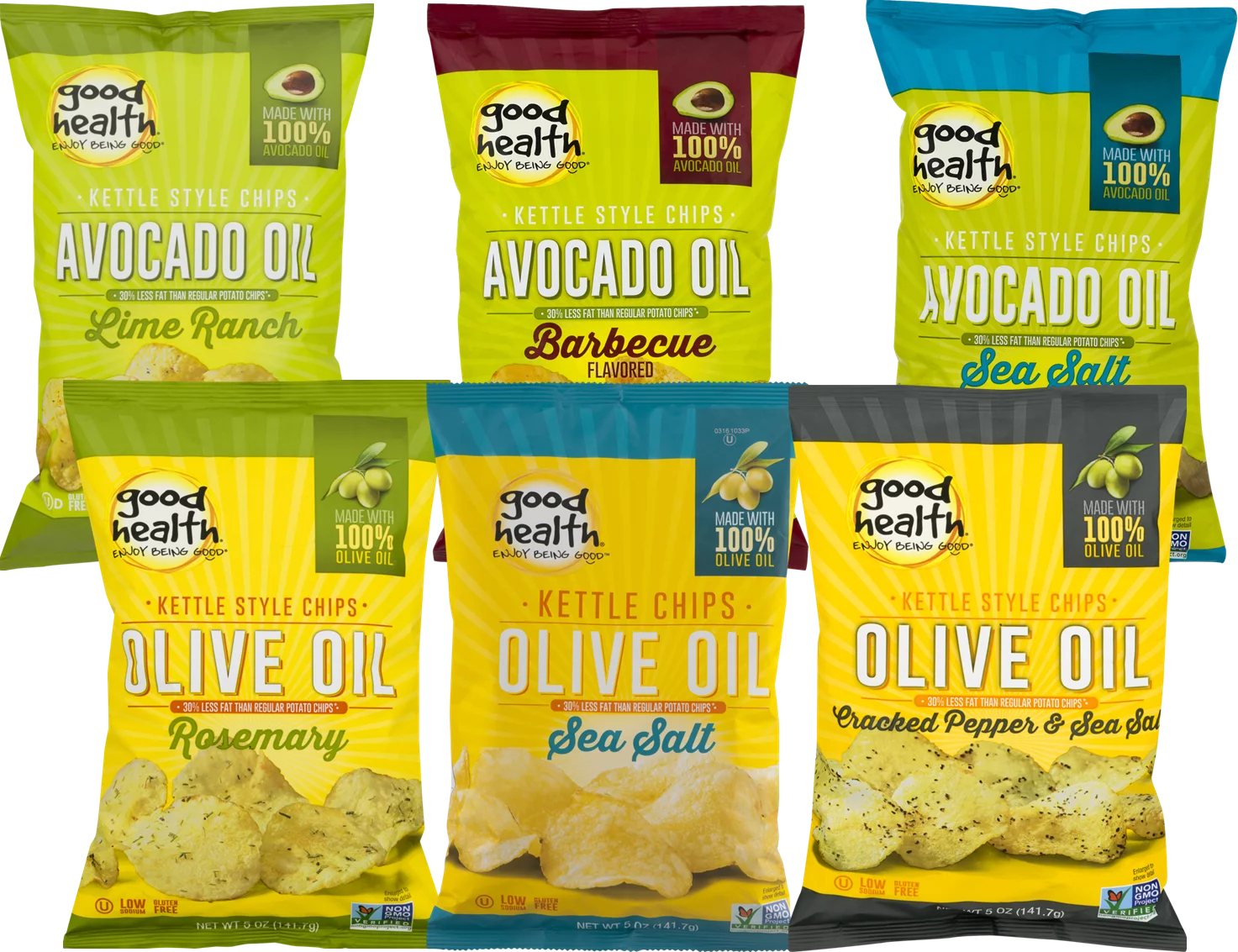 Good Health Avocado Oil & Olive Oil Kettle Potato Chips Variety 6-Pack, 5 oz. Bags