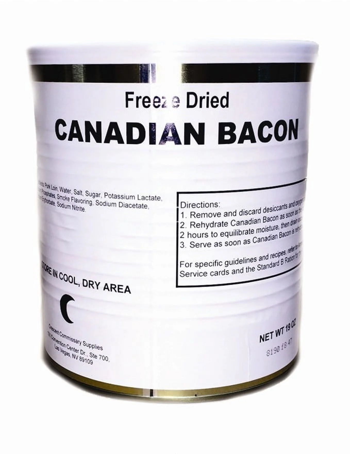Military Surplus Freeze Dried Canadian Bacon #10 Can 50-60 Slices / Can Emergency Camping Food- 1 Can