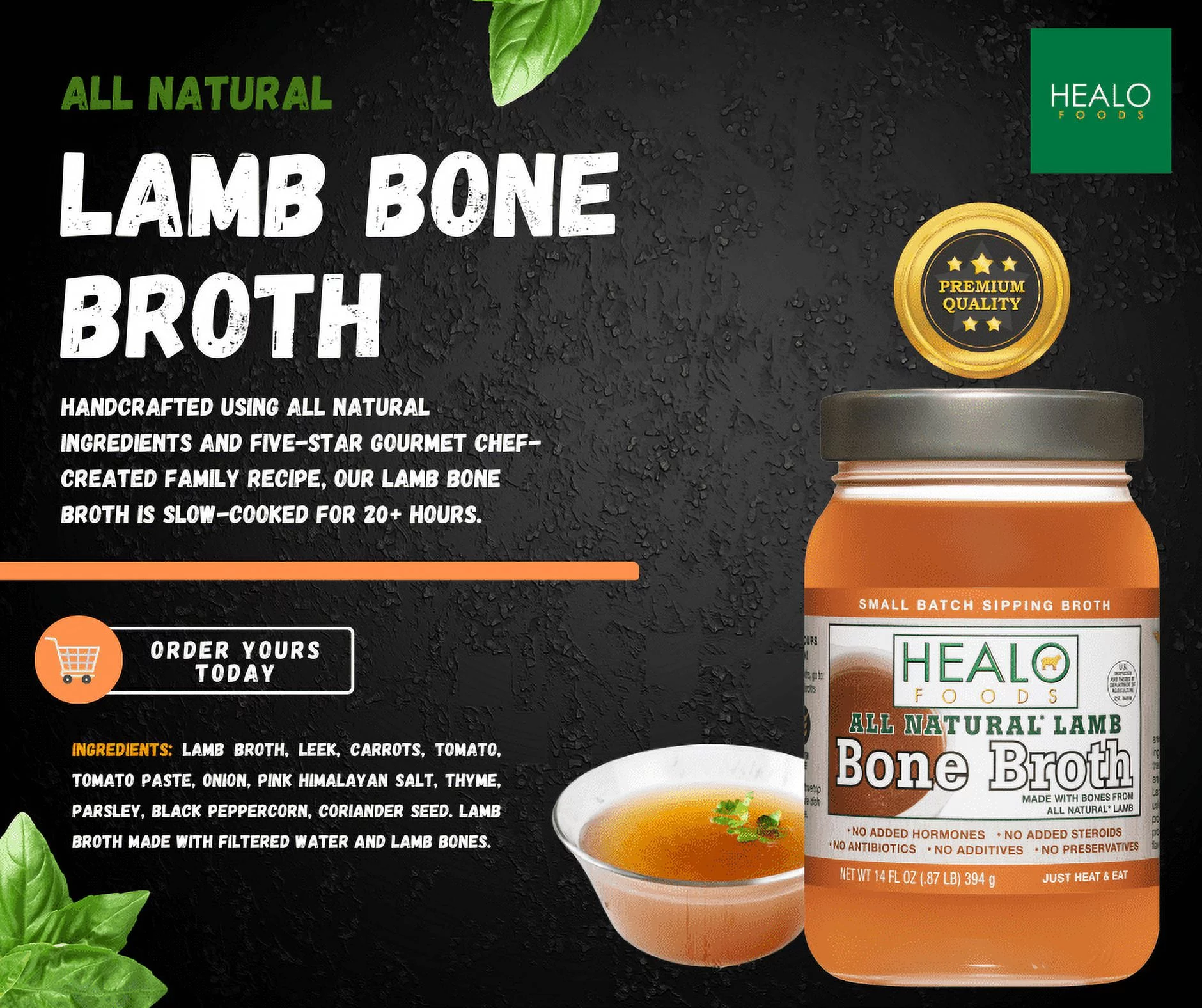 Healo Foods All Natural Lamb Bone Broth 6-Pack