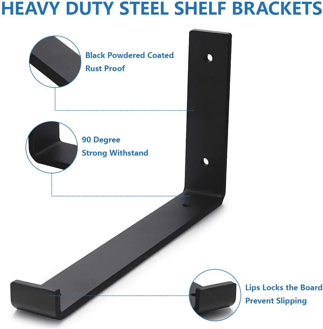 Metal Shelf Bracket 4 Pack, DIY Open Shelving, Black (11.25