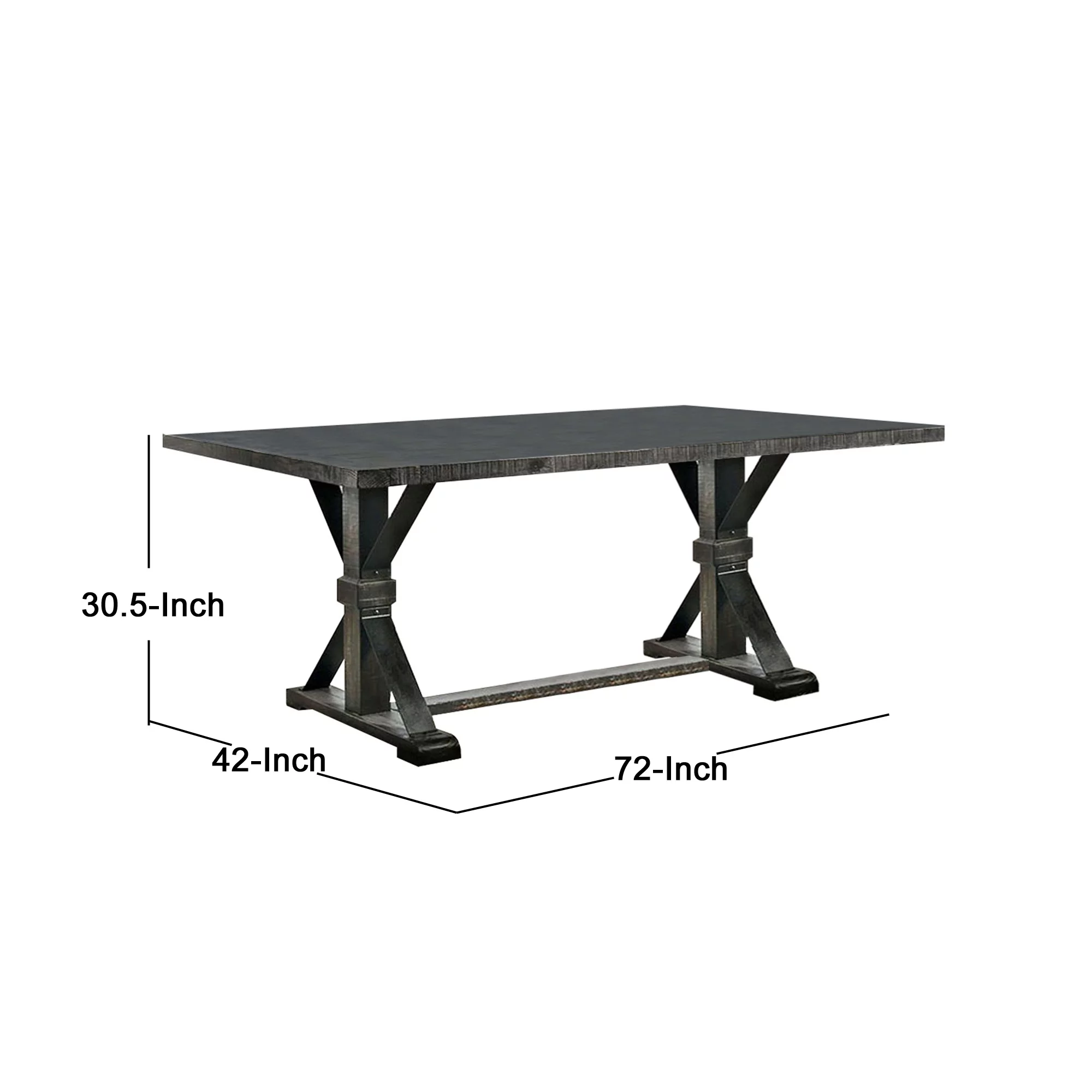 Dining Table With Trestle Base , Antique Black