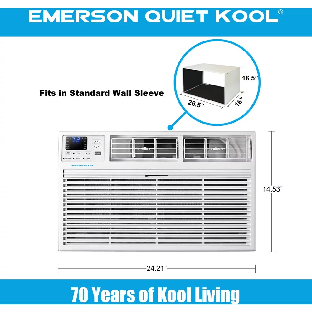 Emerson Quiet Kool 12,000 BTU 230-Volt Through-the-Wall Air Conditioner with Heater, White