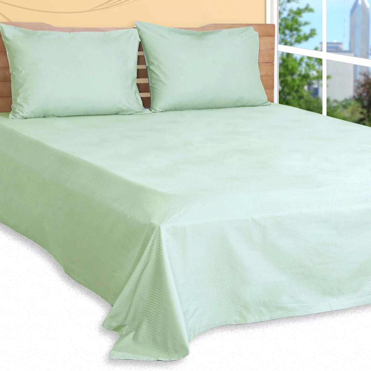 Just Linen 300 TC 100% Cotton Genuine Jacquard Damask, Solid Color, Value Pack of 4 Queen Pillow Cases