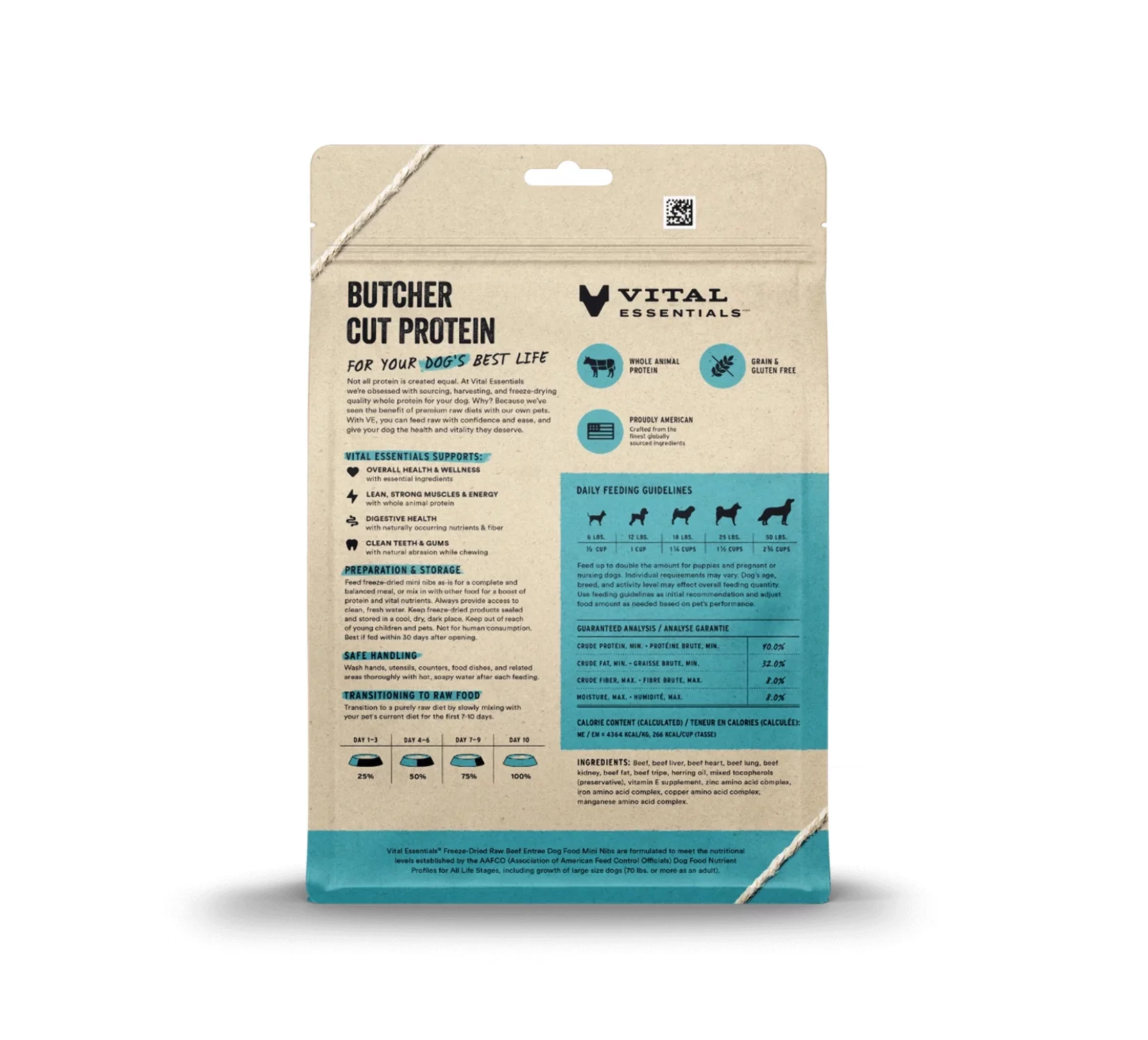 Vital Essentials Freeze-Dried Raw Dog Food, Beef Mini Nibs Entree, 14 oz
