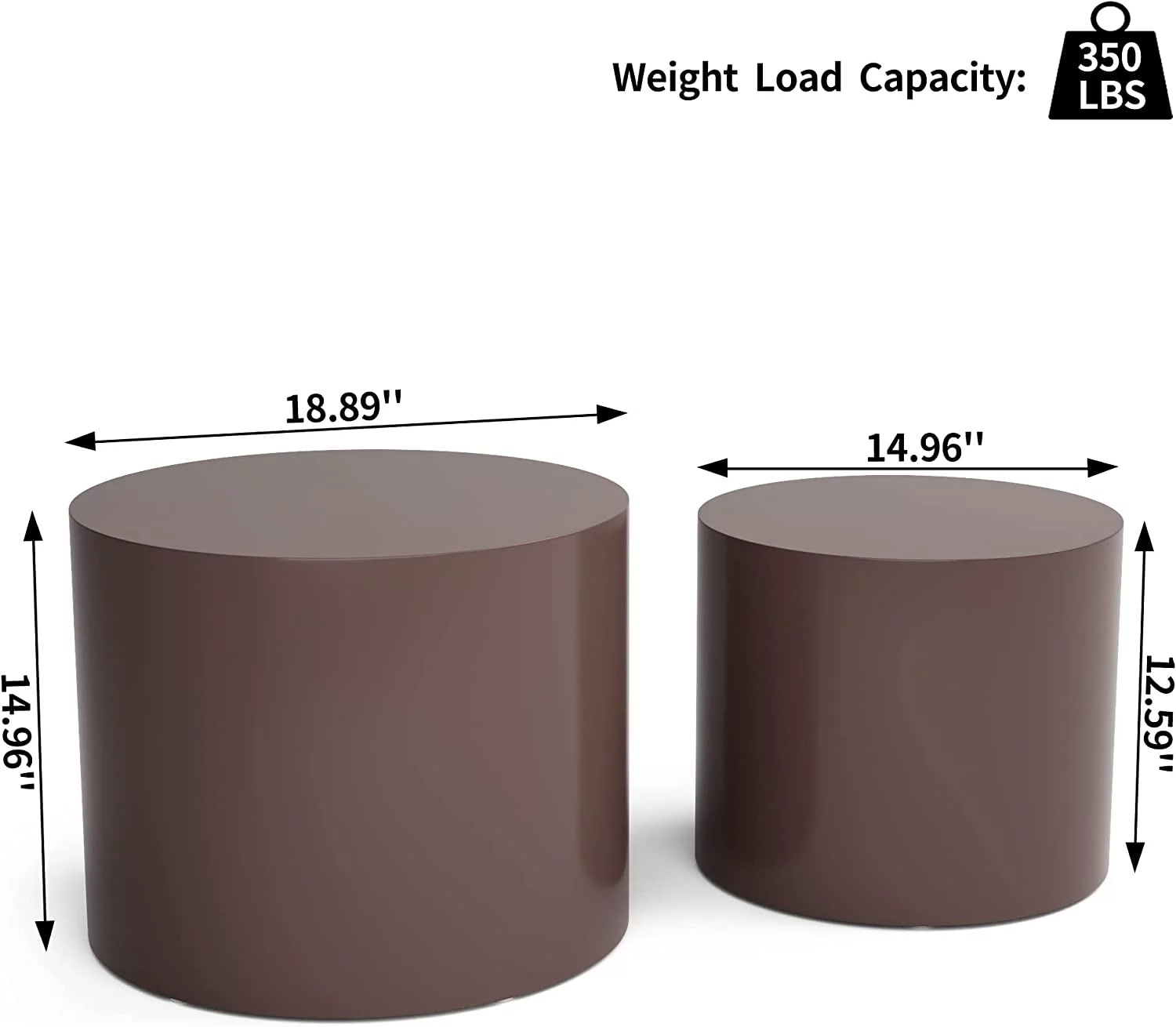 Nesting Coffee Table Set of 2 Modern Circle Wood Side Table for Small Space, Living Room Bedroom Office, No Need Assembly