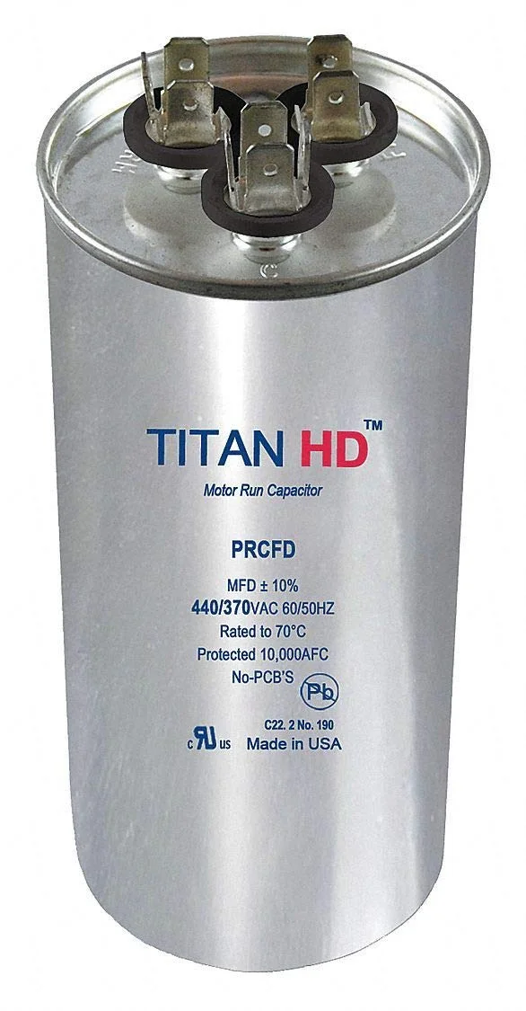 Titan Hd Round Motor Dual Run Capacitor, 40/5 Microfarad Rating, 440VAC Voltage - PRCFD405A