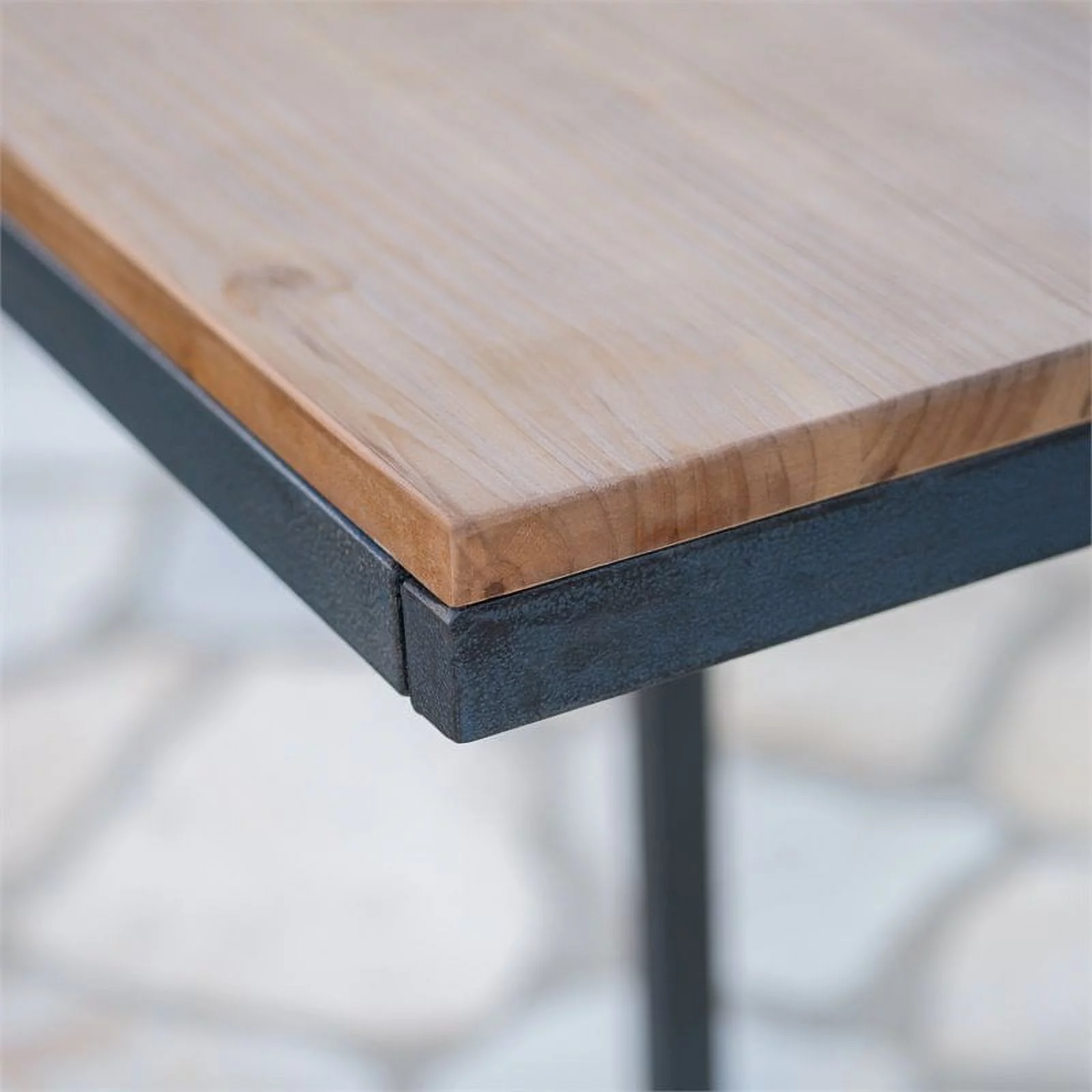 Bowery Hill Modern Firwood C-Shaped Accent Table in Brown and Black