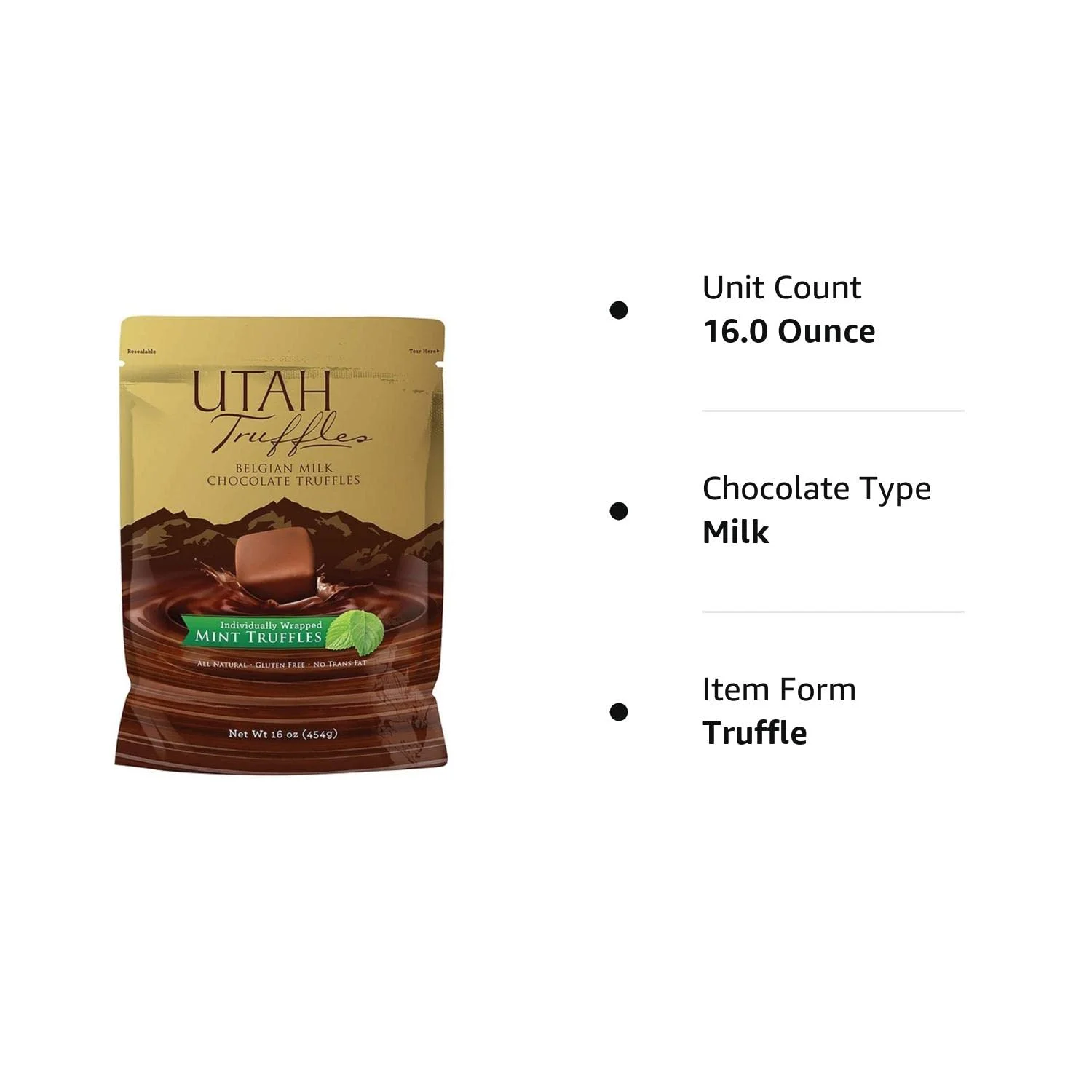 Mint Truffles - Belgian Milk Mint Chocolate Truffles 16 Oz Bag