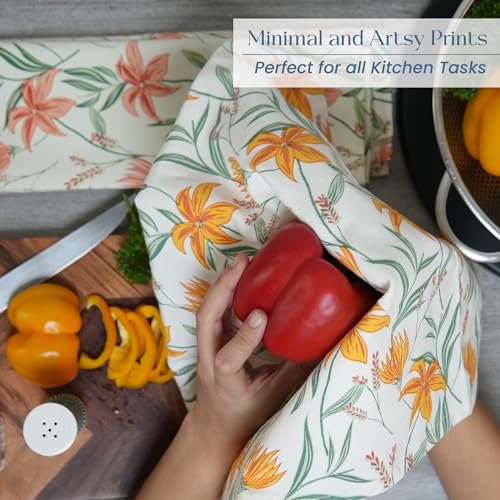 The Fine Living Co. 100% Cotton Merry Christmas Kitchen Towels, 18'x28' Set of 2 (Cherry Red & Green)