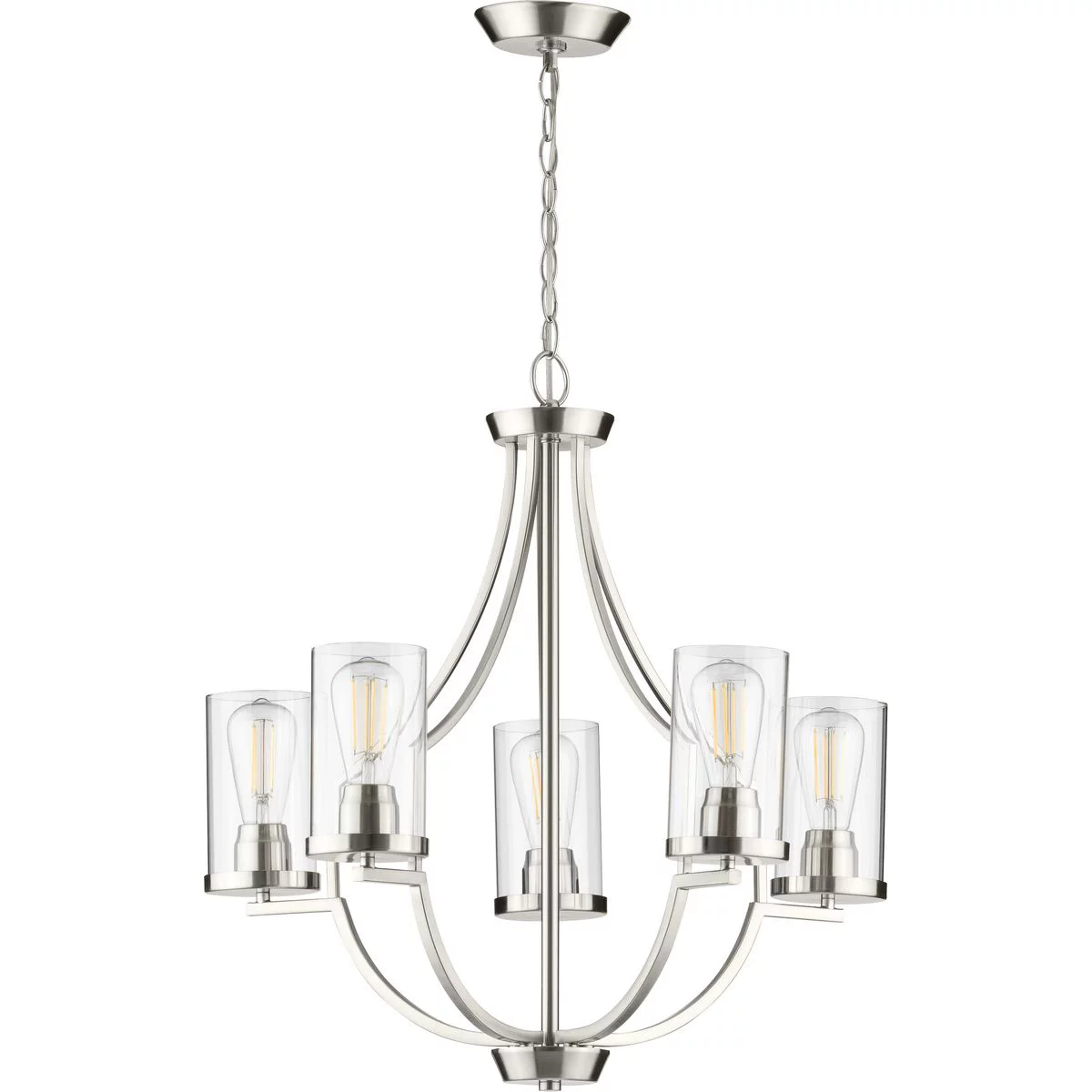 Lassiter Collection Five-Light Brushed Nickel Clear Glass Modern Chandelier Light