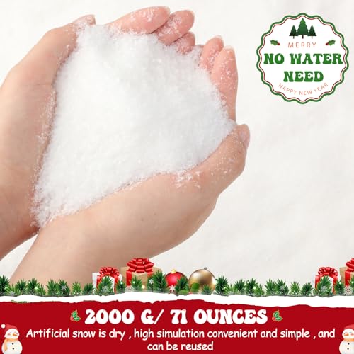 Shappy 71 Ounces Fake Snow Decoration Artificial Instant Snow Powder for Crafts Faux Snow Dry Plastic Snowflakes for Winter Holiday Decorations Village Displays Party Crafts