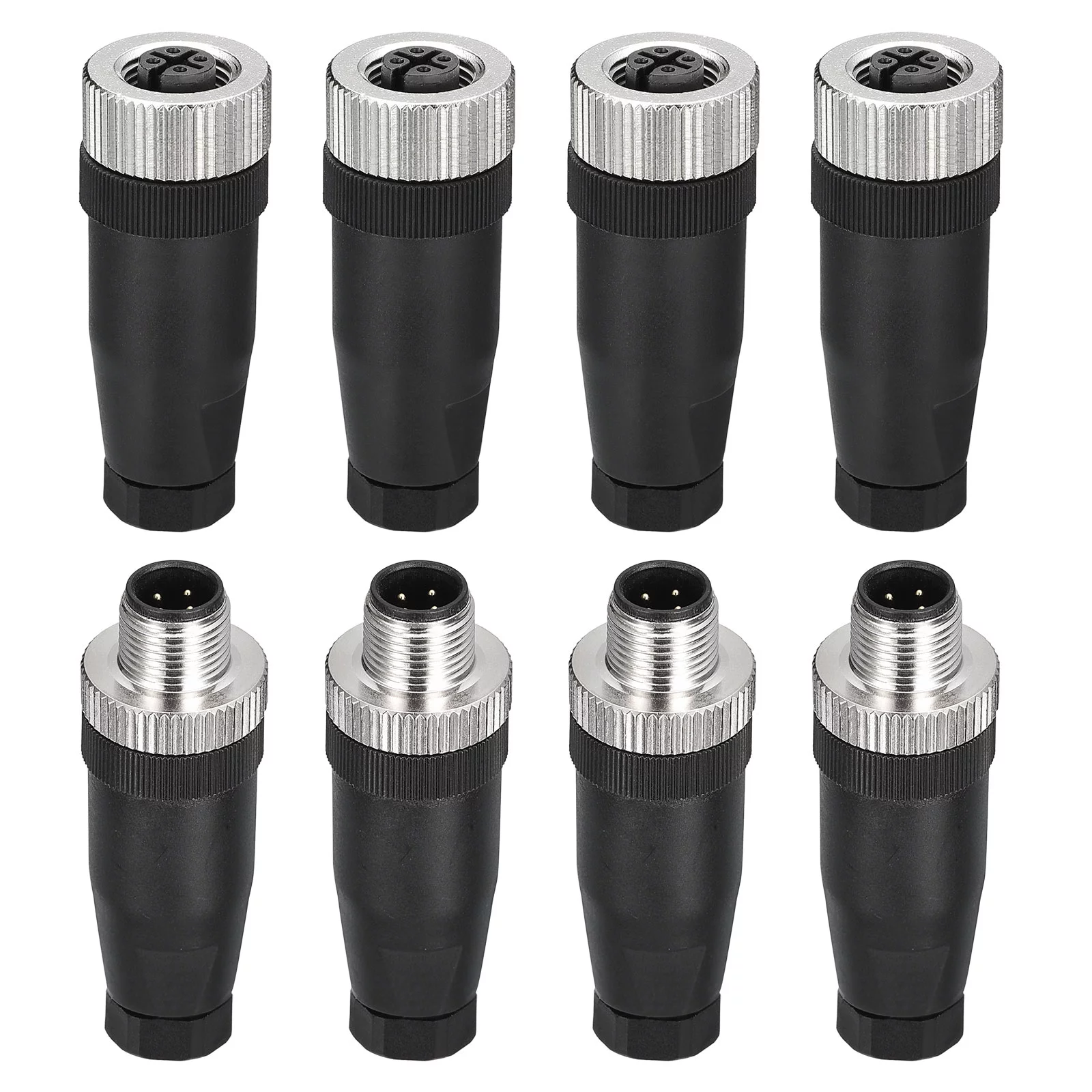 4 Pin M12 Male & Female Aviation Wire Connector, 4 Set Waterproof IP67 Circular Connector for Instruments Computer