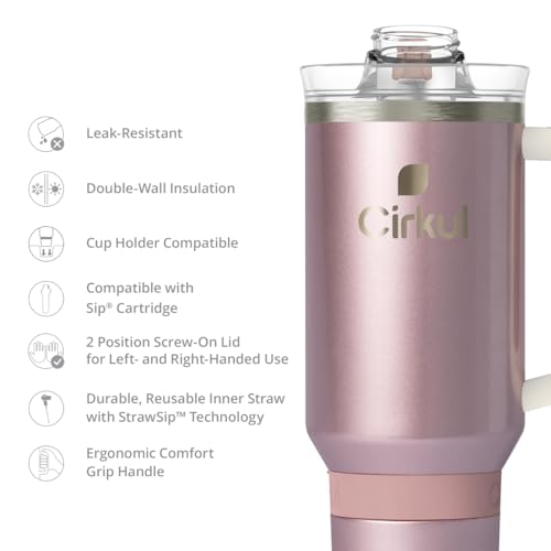 Cirkul 40oz. Carbon Stainless Steel Tumbler with Handle, All-Day StrawSip™, Double-Wall Insulated