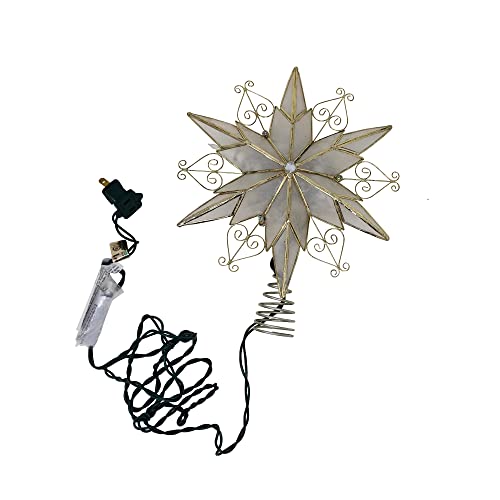 Kurt Adler 10-Light 6-Point Capiz Star Treetop with Scroll Design