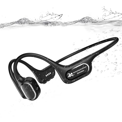 Bone Conduction Swimming Headphones, IP68 Waterproof Earbuds with MP3 Player, Bluetooth 5.4 Open Ear Sport Earphones, Underwater Headphones for Swimming, Running, Cycling (Black)