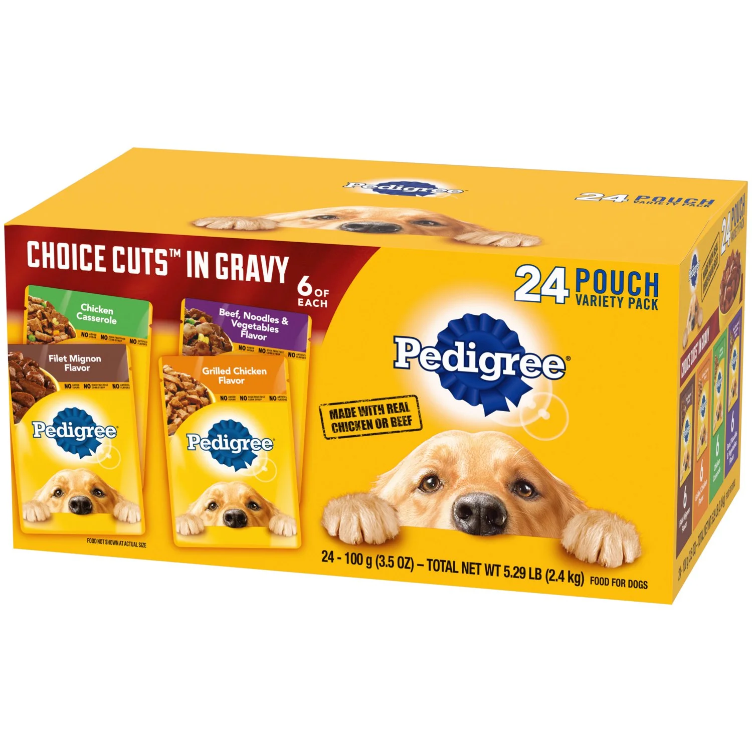 Pedigree Choice Cuts Gravy Wet Dog Food Variety Pack, 3.5 oz Pouches (24 Pack)