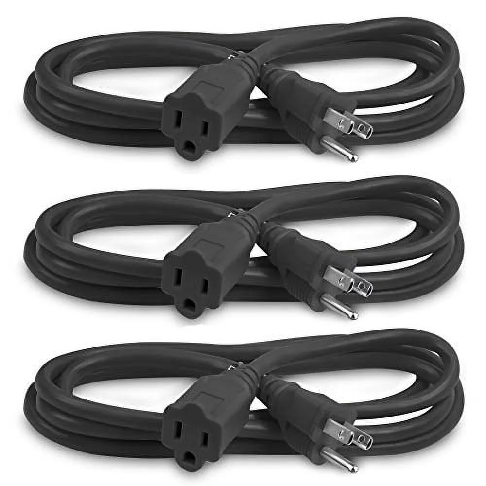 BindMaster Heavy Duty Extension Cord/Wire Power Cable, Indoor/Outdoor, 16/3, Single Outlet, 6 Feet, UL Listed, Black (3 Pack)