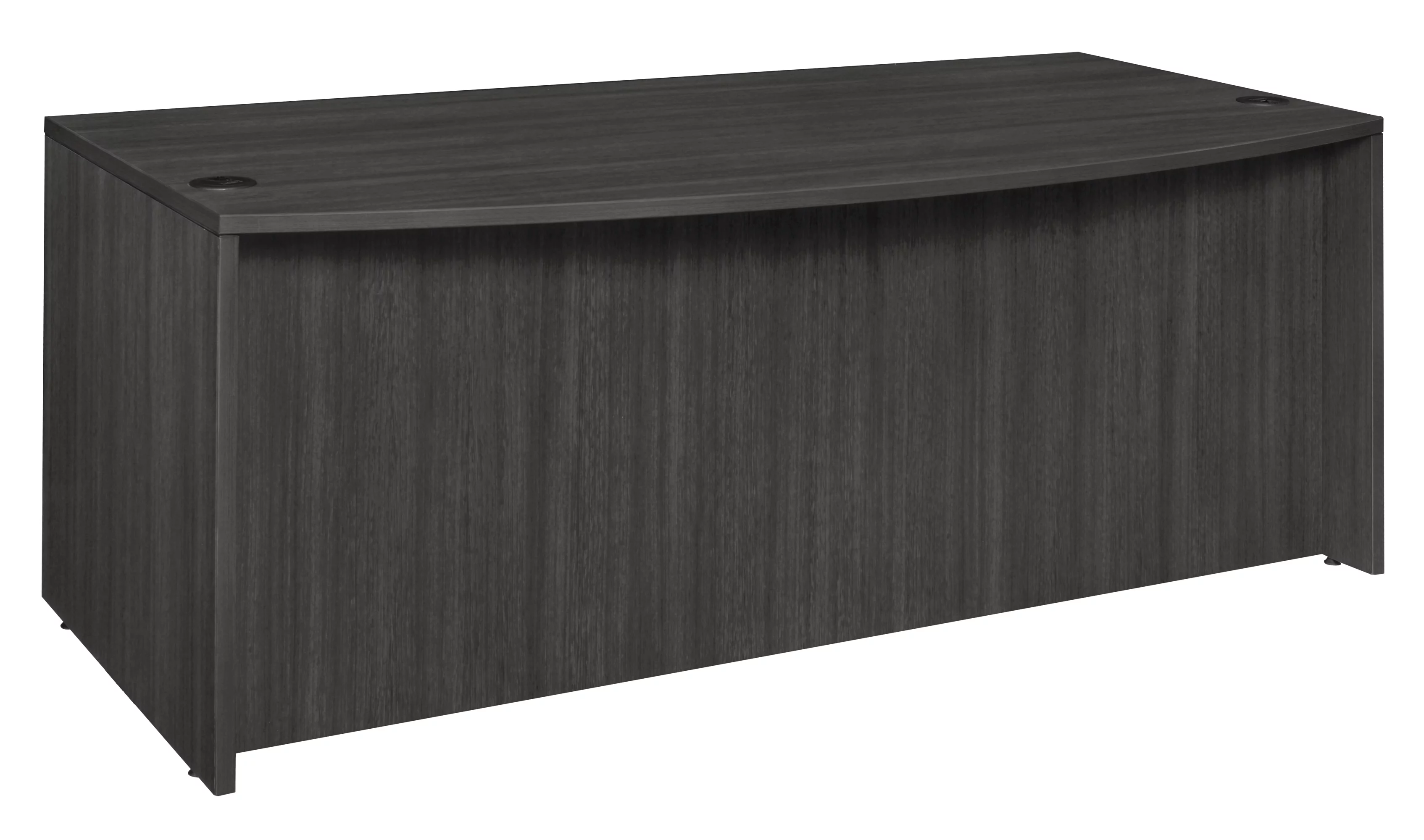 Romig Legacy 71 x 35 in. Bow Front Office Desk with Double Pedestal Drawer Unit- Ash Grey
