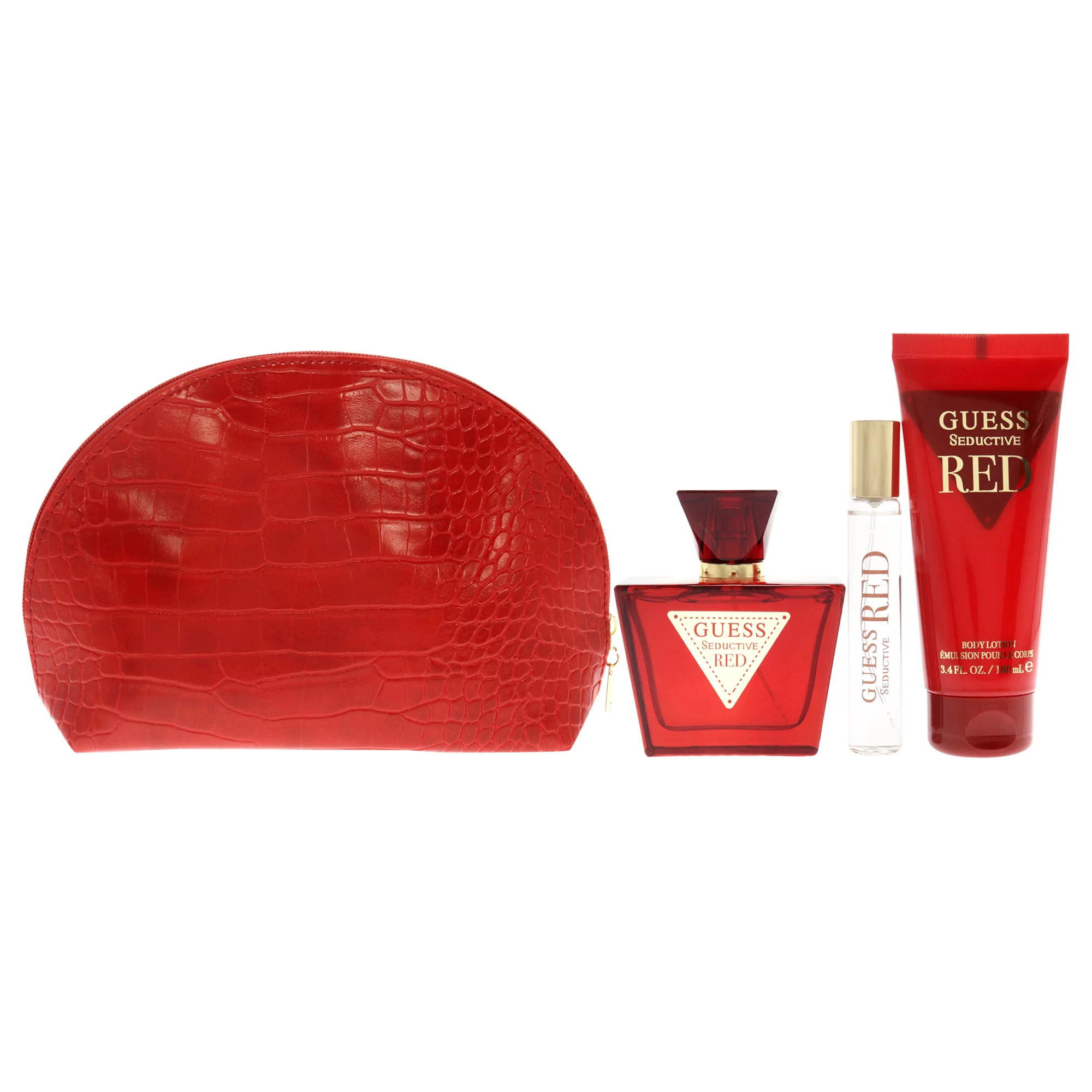 Guess Seductive Red by Guess for Women - 4 Pc Gift Set 2.5oz EDT Spray, 3.4oz Body Lotion, 0.5oz Travel EDT Spray, Pouch
