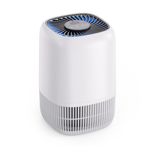 Air Purifiers for Home with H13 True HEPA Filter Up to 1076 Ft² for Pet Hair, Odors, Pollen, Smoke, Compact Air Cleaner with 3 Speeds, Timer, Aroma Quiet 360°Intake Filter, White