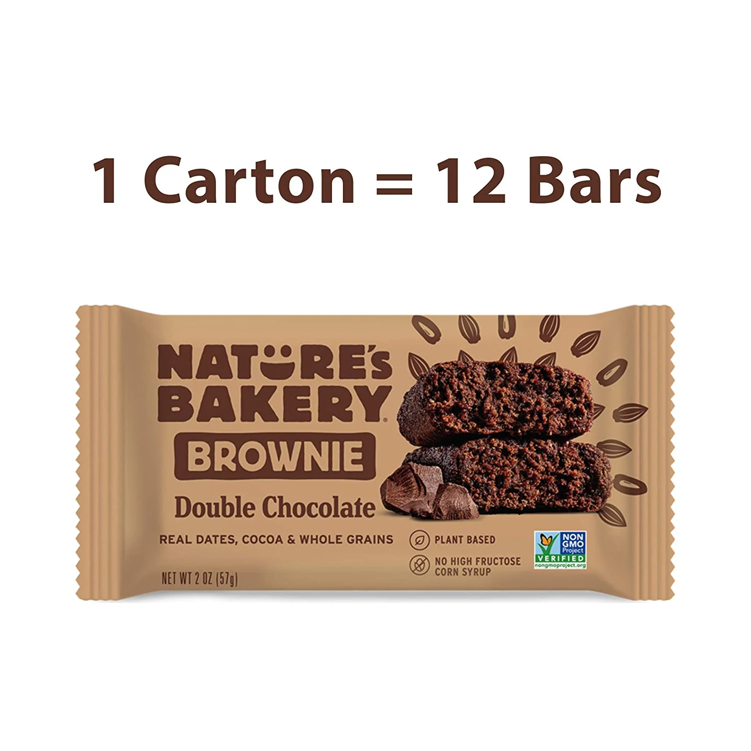 Natures Bakery Whole Wheat Fig Bars, Double Chocolate Brownie, Real Fruit, Vegan, Non-GMO, Snack bar, 1 box with 12 twin packs (12 twin packs)