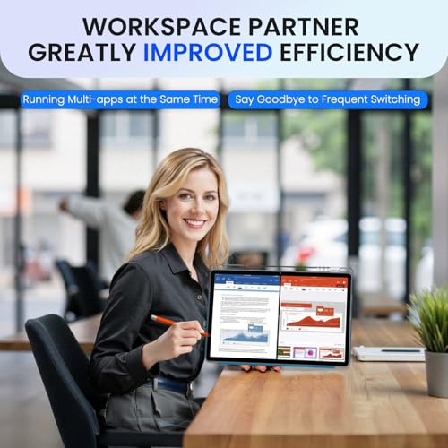 14 inch Large Screen Tablet, Android 15 Tablet 16GB RAM 256GB ROM, 1920*1200 IPS FHD Display, Widevine L1, 10000mAh 18W Charging, Wi-Fi & Bluetooth, 4G LTE, with Stand Case & Stylus, 2-Year Protection