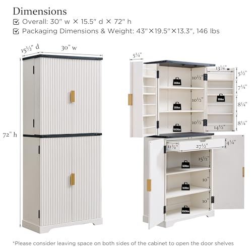 Fluted Pantry Cabinet, 72