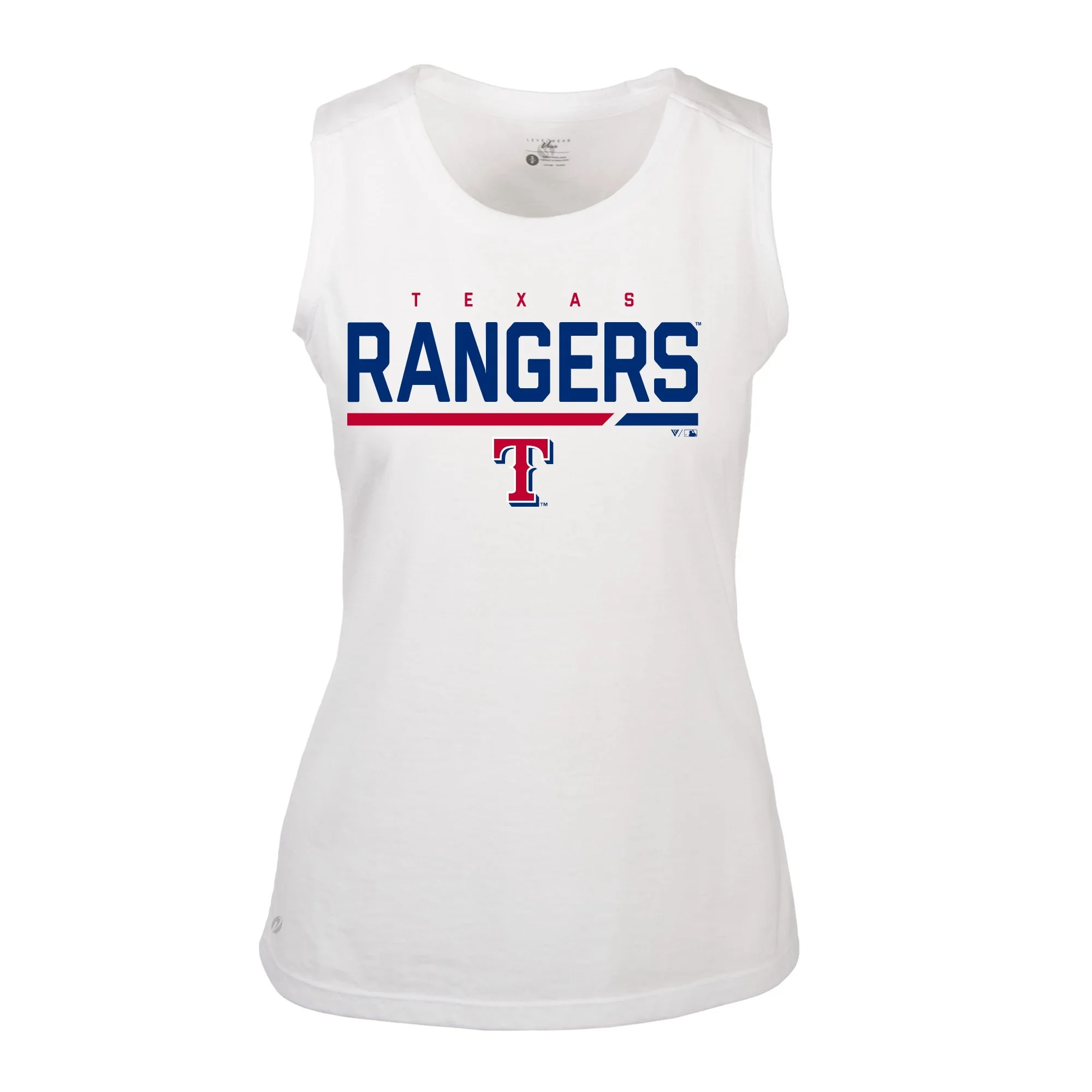 Women's Levelwear White Texas Rangers Macy Muscle Tank Top